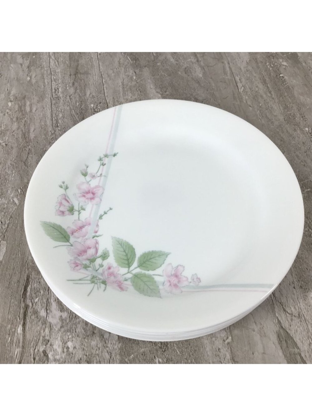Set of 7 Corelle Corning Veranda Salad Dessert Bread Plates 7 1/4" Pink Flowers
